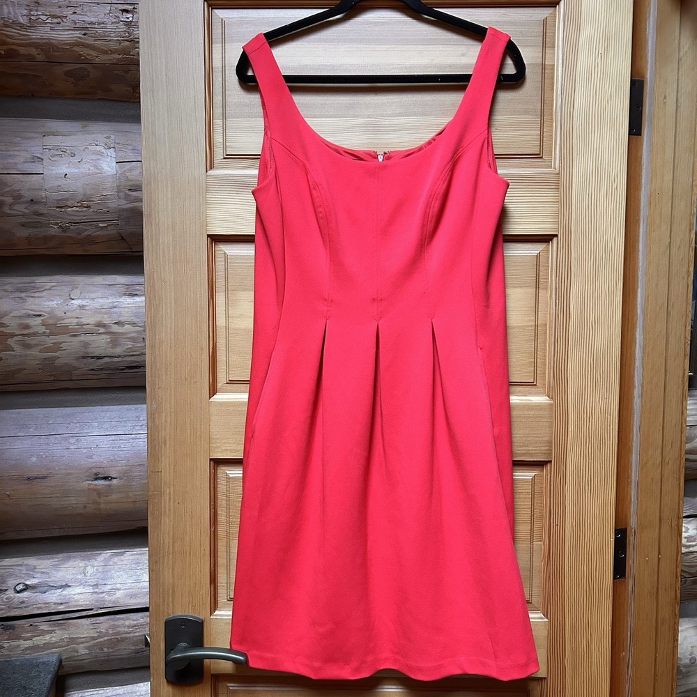 Nine West Womens Red Sleeveless Pockets Fit Flare Dress Size 12 Sorority Wedding
